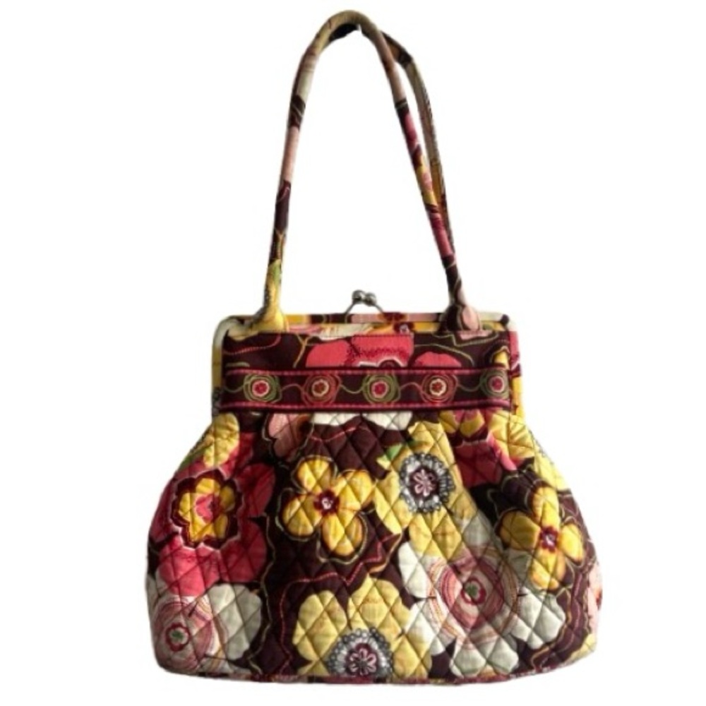 Vera Bradley Alice Bag Buttercup Pattern Yellow Floral Kiss Lock Closure Boho